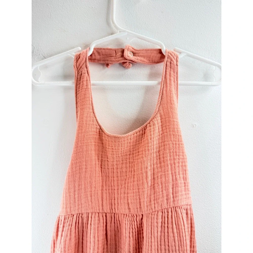 NWT Gerber Kids Girls Coral Pink Cotton‎ Gauze Halter Romper Jumpsuit 3T Spring